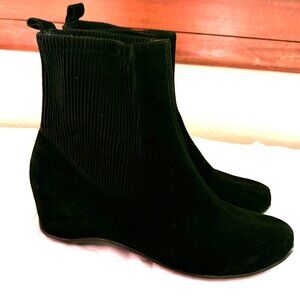 AQUATALIA MADE IN ITALY SUEDE BLACK SOCK ANKLE BOOTS SIZE: 9.5